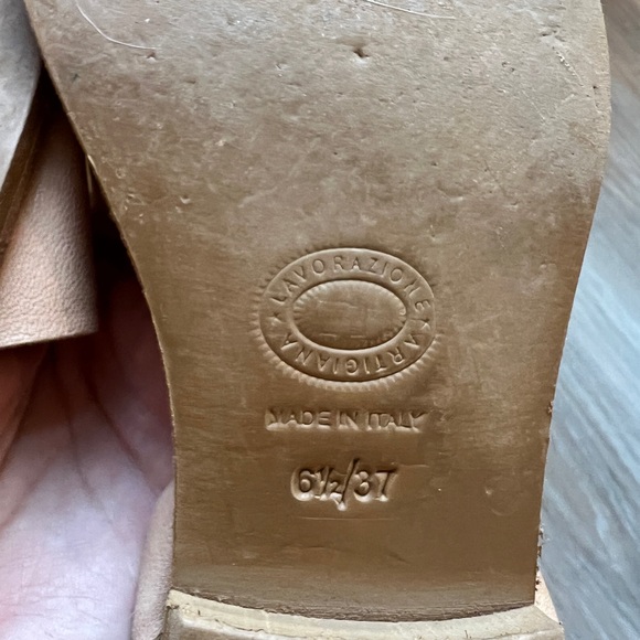 Cocobelle Tan Leather Flat Sandals Size 6.5 Made in Italy - Picture 8 of 8